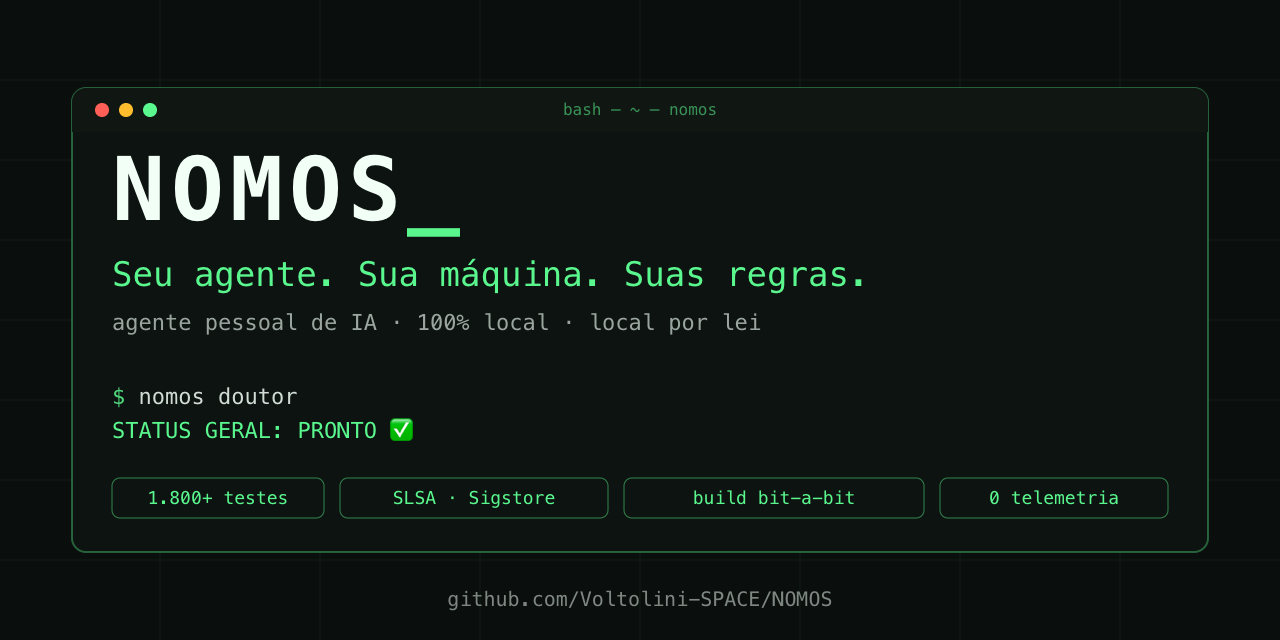 NOMOS. Seu agente. Sua máquina. Suas regras. Local por lei.